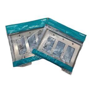 Style Selections Square 3-Gang Decora Style Wall Plate Satin Nickel Metal 2Pack